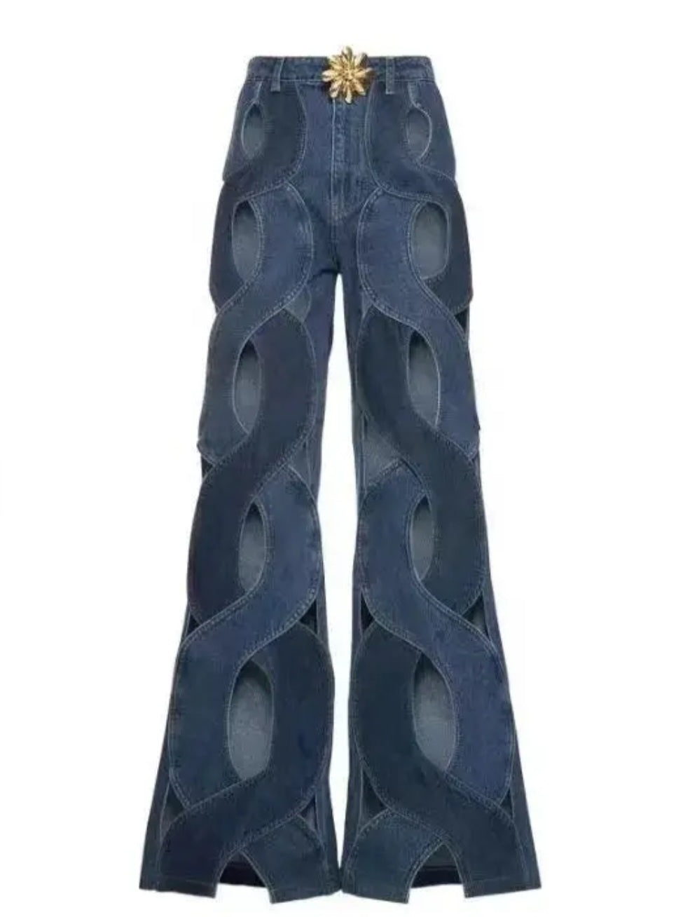 Cut Out Twisted Wide Leg Jeans