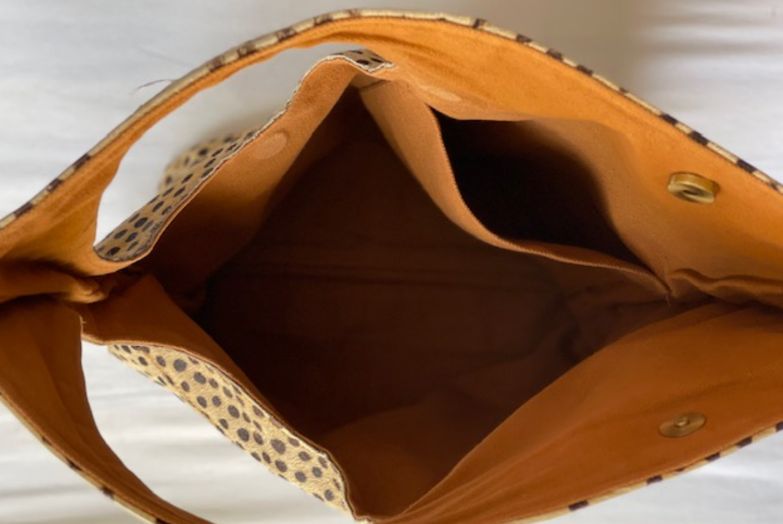 Large Leather Tote Bag, Genuine Leather, Cheetah Print