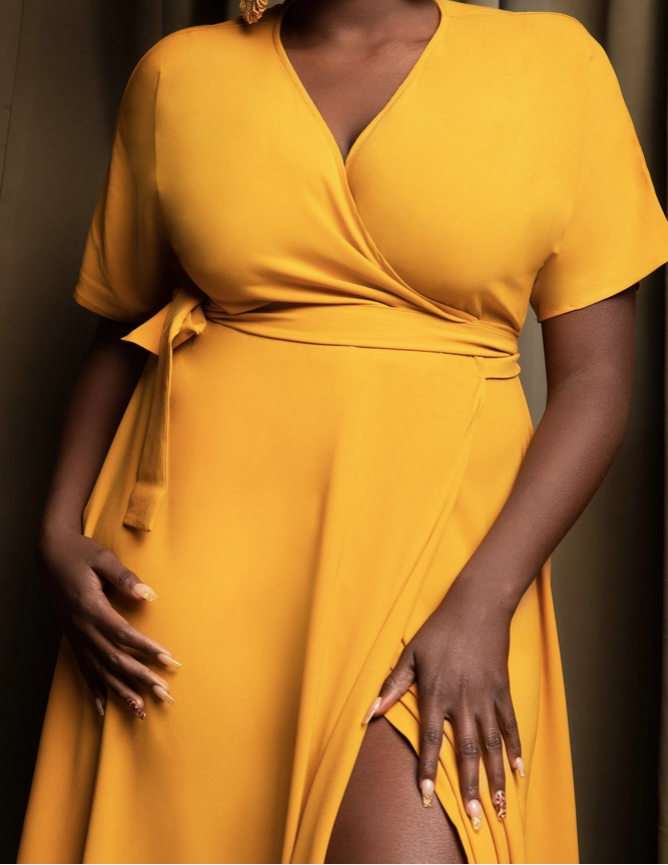 Selena Yellow Kimono Maxi Wrap Dress