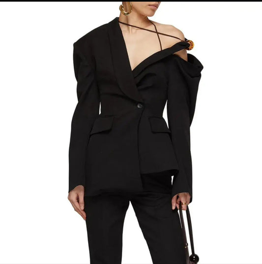 Off Shoulder Asymmetrical  Blazer