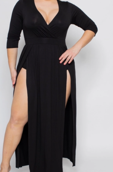 Surplice High Slit Maxi Dress