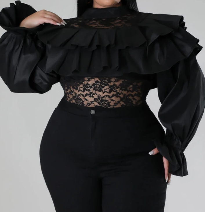 Talk To Me Nice Ruffle Lace Blouse